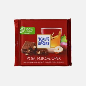 Шоколад Риттер Спорт молочный лесной орех/ром/изюм 100г