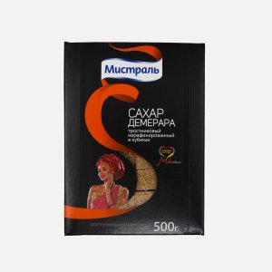 Сахар Мистраль тростниковый нерафинированный кубики к/к 500г