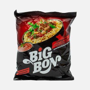 Лапша БигБон Говядина + соус томатный с базиликом пл/уп 75г