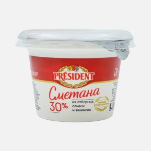 Сметана Президент 30% пл/ст 180г
