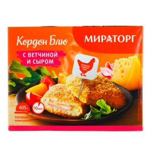 Котлета Мираторг Кордон блю с ветчиной и сыром с/м к/к 405г