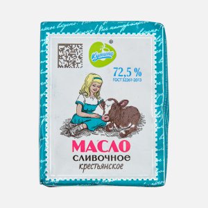 Масло Купино Крестьянское сливоч в/с 72.5% фольга 180г