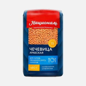Чечевица Националь Арабская красная пл/пак 450г