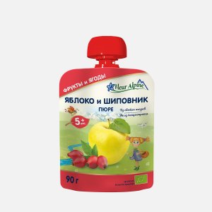 Пюре Флер Альпин Яблоко/шиповник с 5мес дой/пак/крыш 90г