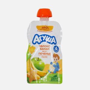 Пюре Агуша Яблоко/банан со вкусом печенья с 6мес дой/пак 90г