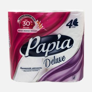 Бумага туалетная Папиа Делюкс белая 4сл 4рул