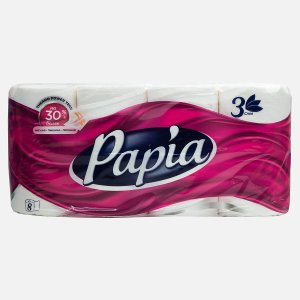 Бумага туалетная Папиа белая 3сл 8рул