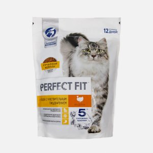 Корм Перфект Фит д/кошек с чувствит пищеварением с индейкой пл/пак 650г