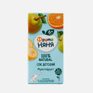 Сок ФрутоНяня Мультифрукт с 6мес т/п 0,2л