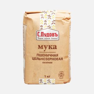 Мука Пудофф пшеничная цельнозерновая обойная 1000г