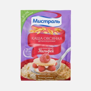 Каша Мистраль овсяная Малиновый мильфей цельнозерновая пл/уп 40г