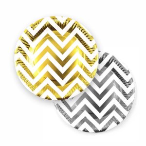 Тарелка бумажная Золотой/Серебро ЗигЗаг 17см 6шт