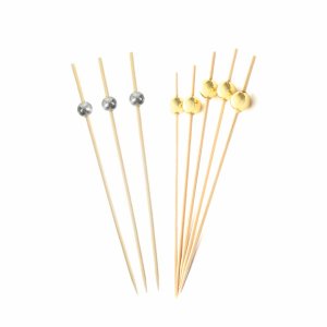 Пика/шпажки для канапе Бусинка золото/серебро бамбуковые 20шт