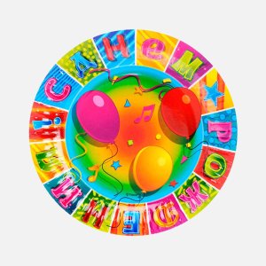 Тарелка С Днем Рождения Мозаика бум 17см 6шт