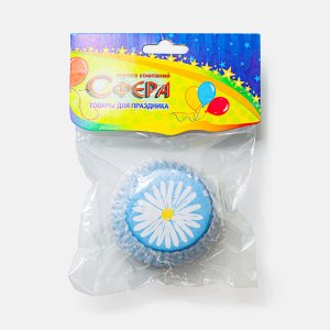 Набор тарталеток металлизированных Цветок голубой пакет 15шт 2-0102