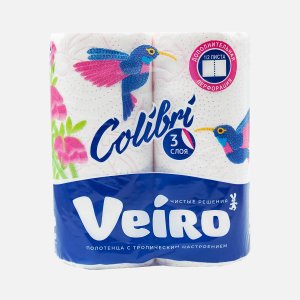Полотенца Вейро Колибри бумажные 3сл 2рул
