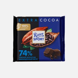 Шоколад Риттер Спорт 74% какао с насыщенным вкусом из Перу 100г