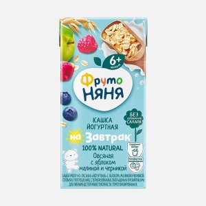 Кашка ФрутоНяня мол-овсяная с яблоком/малин и черникой т/п 0,2л