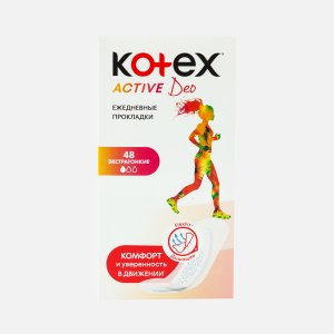 Прокладки Котекс Эктив Део ежедневные экстратонкие к/к 48шт