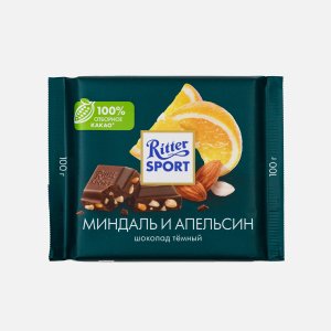 Шоколад Риттер Спорт Миндаль и апельсин темный 100г