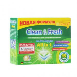 Таблетки Клин энд Фреш д/посуд машин Олл ин 1 30шт+1 к/к 620г