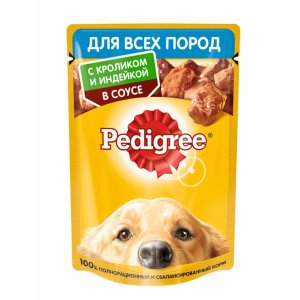Корм Педигри д/взрослых собак Кролик/индейка в соусе пауч 85г