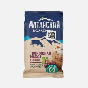 Масса творожная Алтайская коллекция с изюмом 7.5% фольга 180г