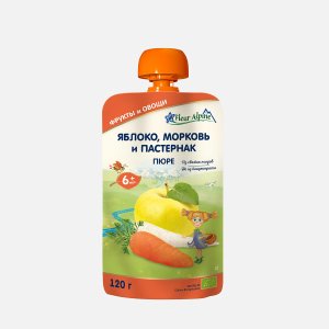 Пюре Флер Альпин Органик Яблоко морковь/пастернак c 6мес 120г