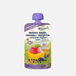 Пюре Флер Альпин Яблоко/банан/черн с йогурт/злак с 6мес дой/пак 120г