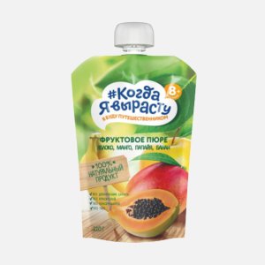 Пюре Когда я вырасту Яблоко/манго папайя/банан без сахара с 8мес 220г