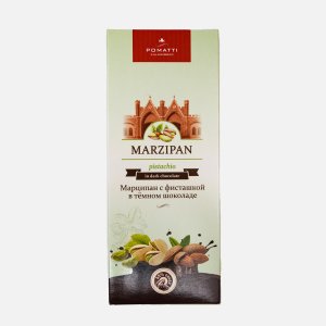 Марципан Поматти фисташковый в темном шоколаде 85г