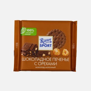 Шоколад Риттер Спорт Шоколадное печенье с орехами 100г