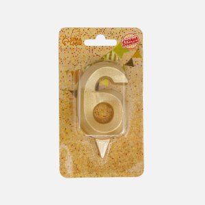 Свечи Грань цифра 6 золотой металлик 5928490