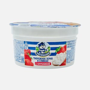 Прод твор Простоквашино Клубника Творожное зерно в сливках 5% 140г