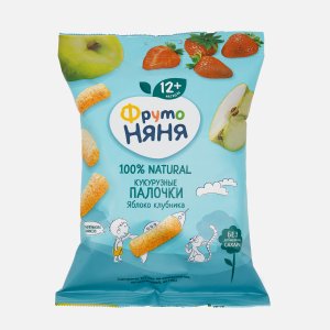 Палочки ФрутоНяня Кукурузные яблоко/клубника с 12мес 20г