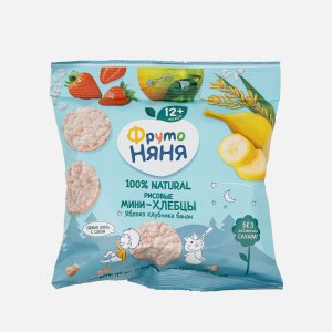 Мини-хлебцы ФрутоНяня рисовые Яблоко/клубника/банан с 12мес 30г