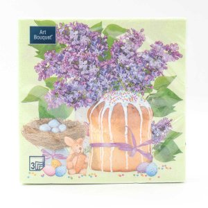 Салфетки Арт Букет Пасхальный кулич бум 33*33 3сл 20 лист