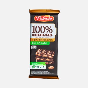 Шоколад Победа вкуса Чаржед темн с цельным миндалем б/сах 90г