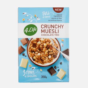 Мюсли 4Лайф хрустящие с тремя видами шоколада к/к 350г
