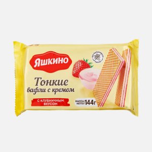 Вафли Яшкино Тонкие с кремом с клубничным вкусом 144г