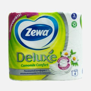Бумага туалетная Зева Делюкс белая Ромашка 3сл 4 рулона
