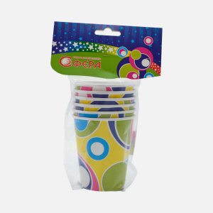 Стакан Круги 250мл бум 6шт 11*8*8см 