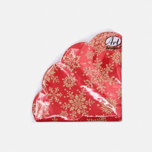 Салфетки Арт Букет Рондо Золотые снежинки на крас бум 3сл12лист