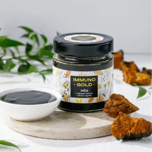 Мед Сибирский кедр ИммуноГолд с черным тмином/чагой/мумиё 200г