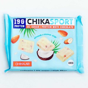 Шоколад Чикалаб с миндалем и кокос чипсами белый 100г