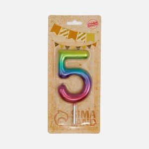 Свеча д/торта Акварель цифра 5 9см гигант 5311072