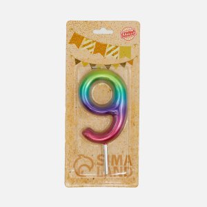 Свеча д/торта Акварель цифра 9 9см гигант 5311076