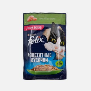 Корм Феликс Аппетитные кусочки кролик в желе пауч 75г