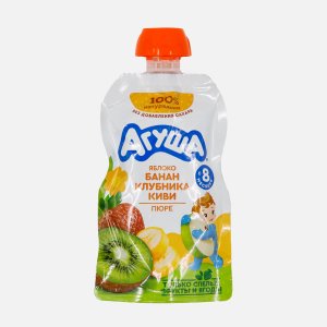 Пюре Агуша Яблоко/банан/клубника/ киви с 6мес дой/пак/крыш 90г