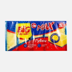 Губки Биг Сити кухонные крупнопорис Макс 5шт пенополиур 18см